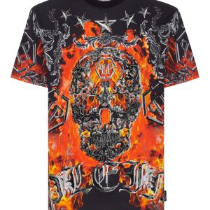 t-shirt rund hals ss übergröße mit kristallen