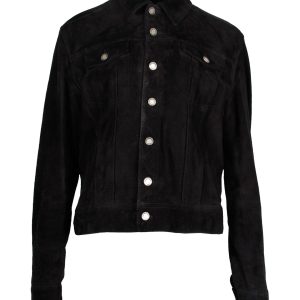 Saint Laurent Trucker Jacke in schwarz Veloursleder 7748746215484