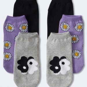 Aeropostale Yin Yang mit Blumenmuster Knöchel Sock 3-Packung