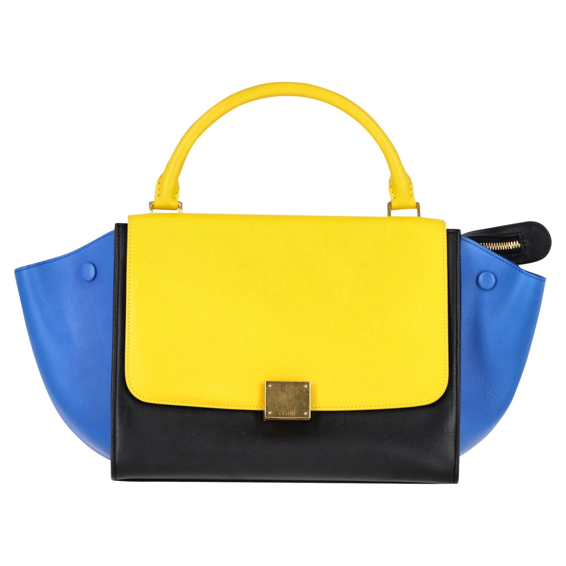 Celine Tri-Color Kleine Trapeztasche aus mehrfarbigem Kalbsleder