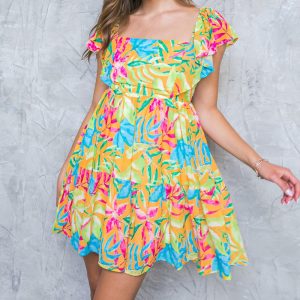 SHINING SANDS gewebtes Minikleid