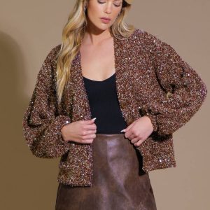 STARLIT PATHWAYS SEQUIN EMBELLISHED Strickjacke