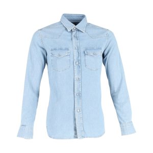 Tom Ford Denim Western Hemd aus hellblauer Baumwolle 7748744839228