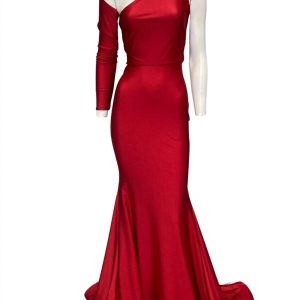 Abendkleid mit einem Ärmel in Rot
