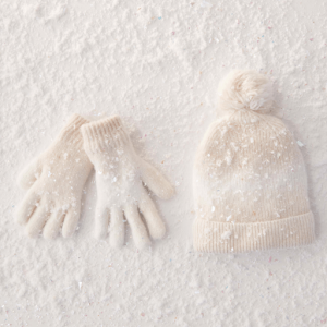 Zitrone Mädchen 2 Stück Atmosphäre Mütze + Handschuhe Set