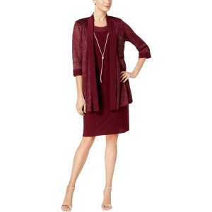 2 Stück Metallic ärmelloses Kleid und Jacke Set
