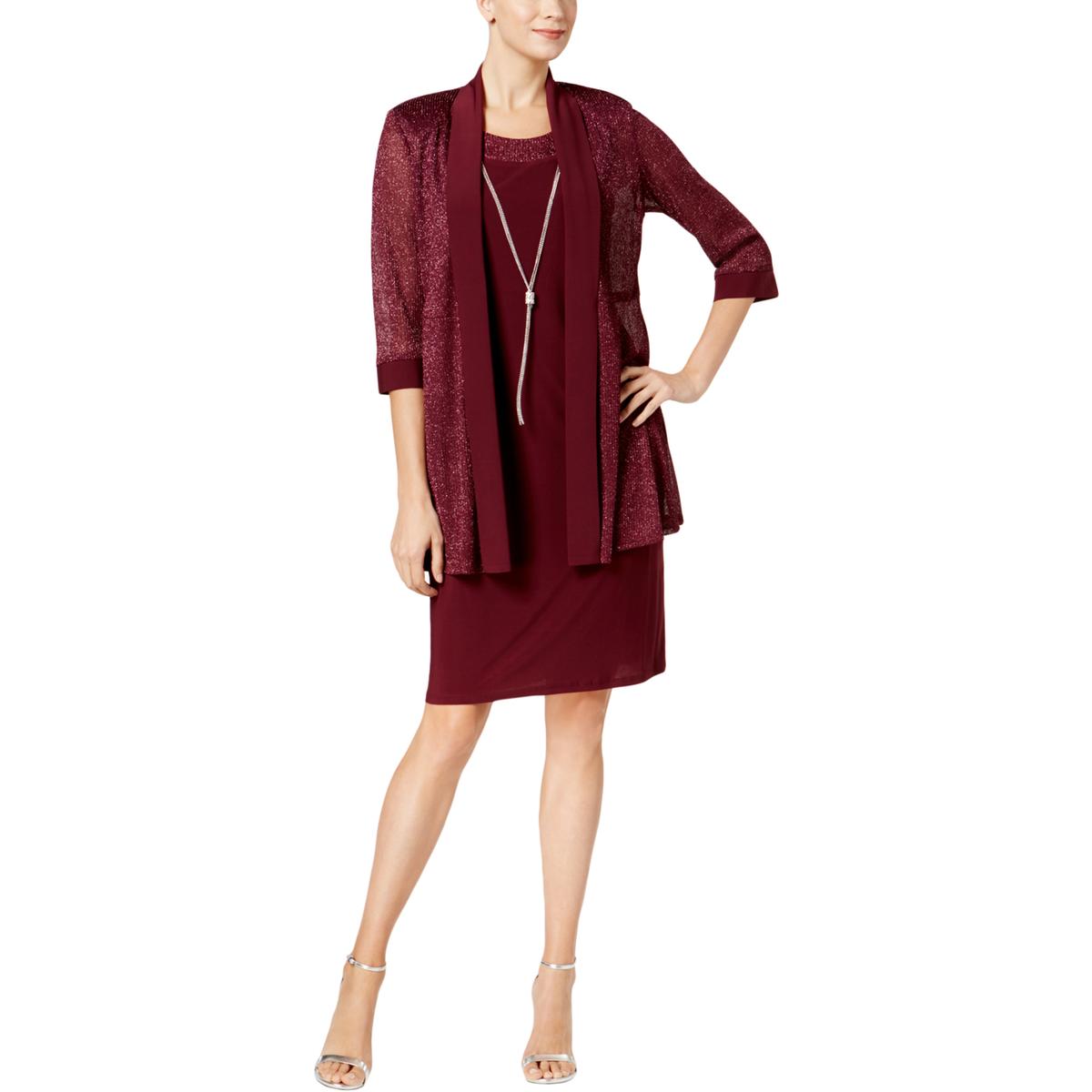 2 Stück Metallic ärmelloses Kleid und Jacke Set