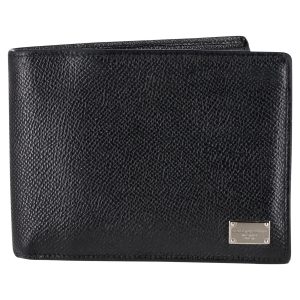 Dolce & Gabbana Logo Bifold Geldbörse aus schwarzem Leder