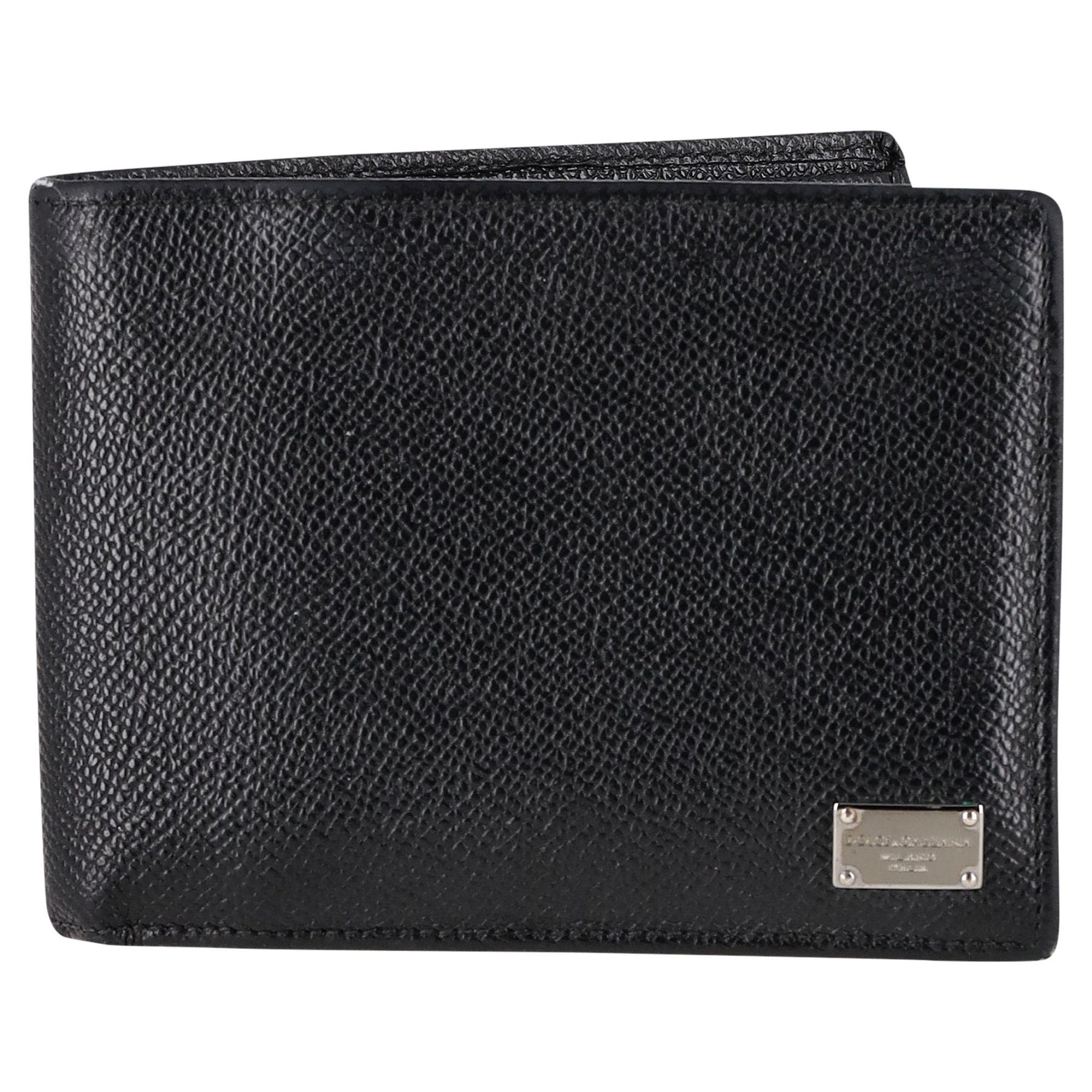Dolce & Gabbana Logo Bifold Geldbörse aus schwarzem Leder