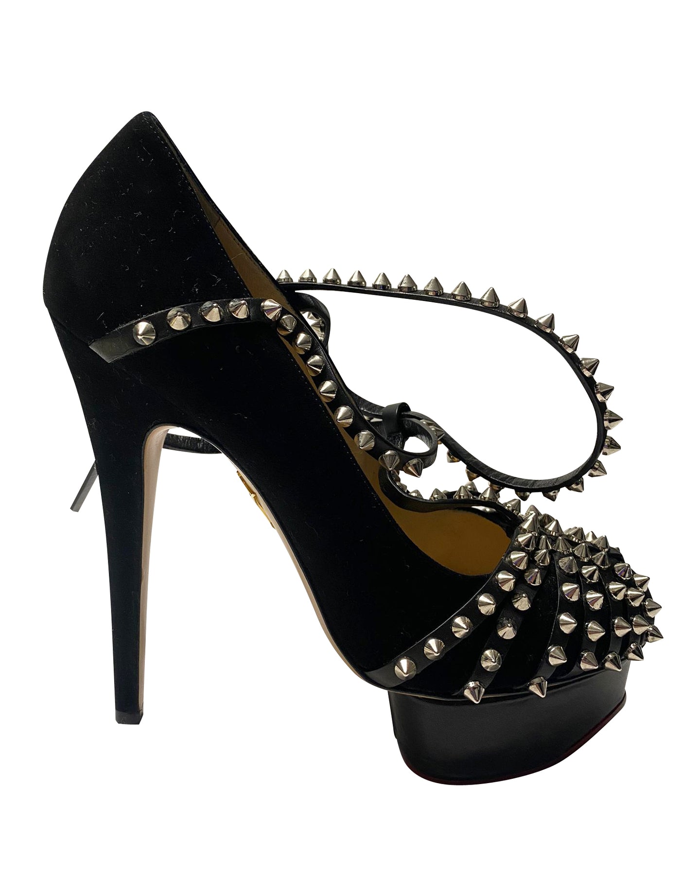 Charlotte Olympia Angry Portia Pumps mit Nieten aus schwarzem Wildleder