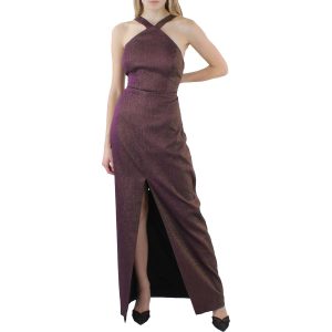 Metallic Halfter Abendkleid