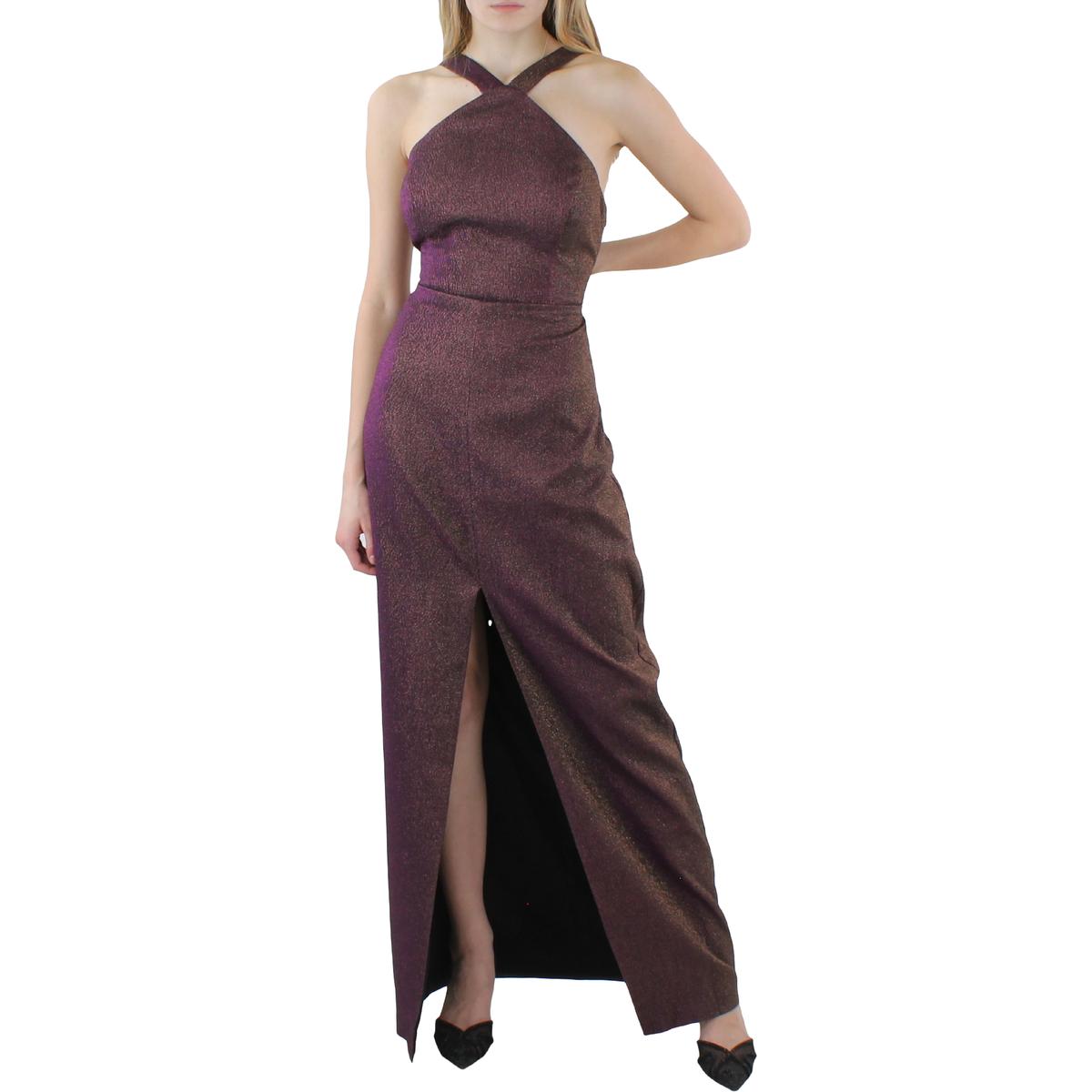 Metallic Halter Abendkleid