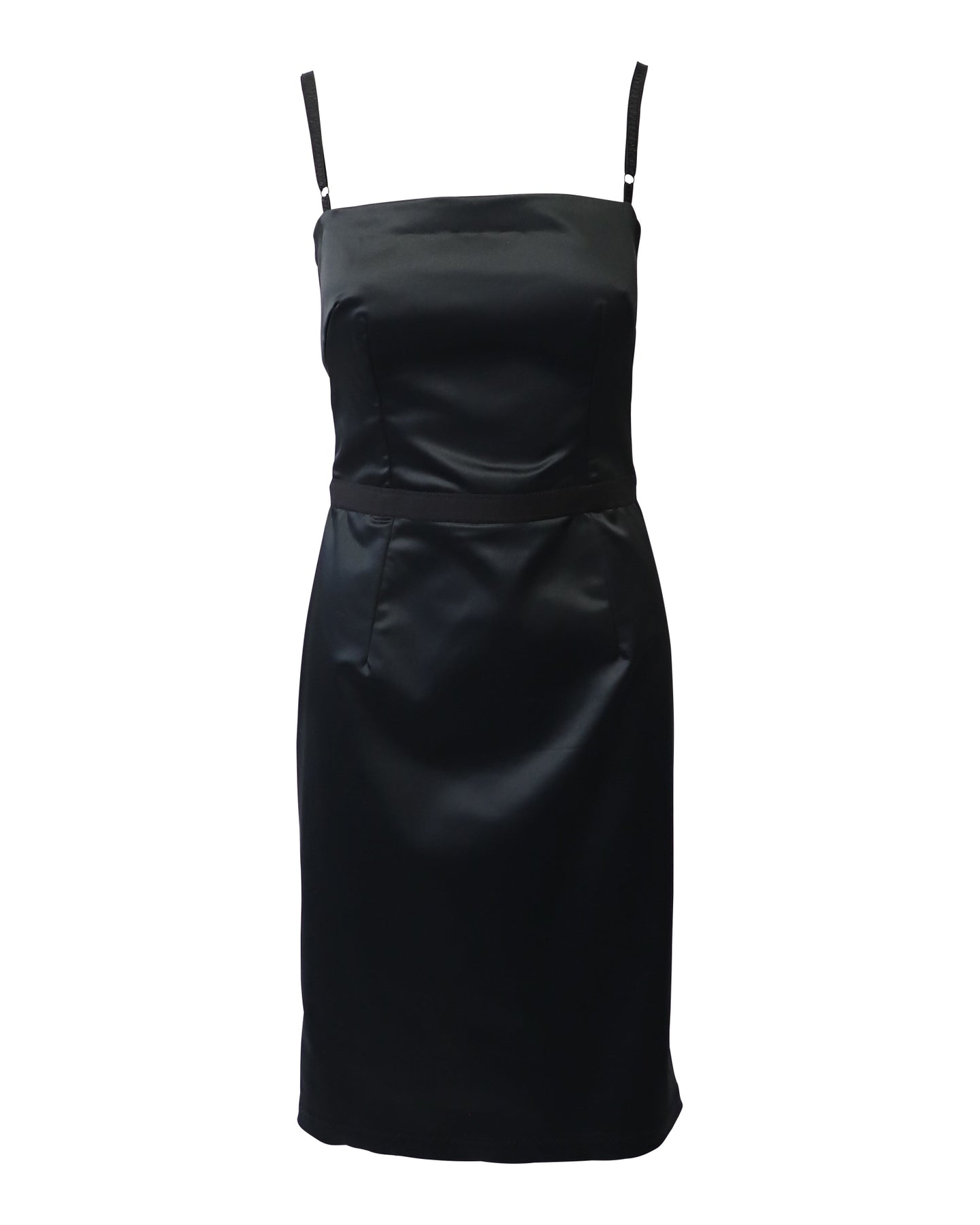Dolce & Gabbana Midikleid mit Spaghettiträgern aus schwarzem Polyamid