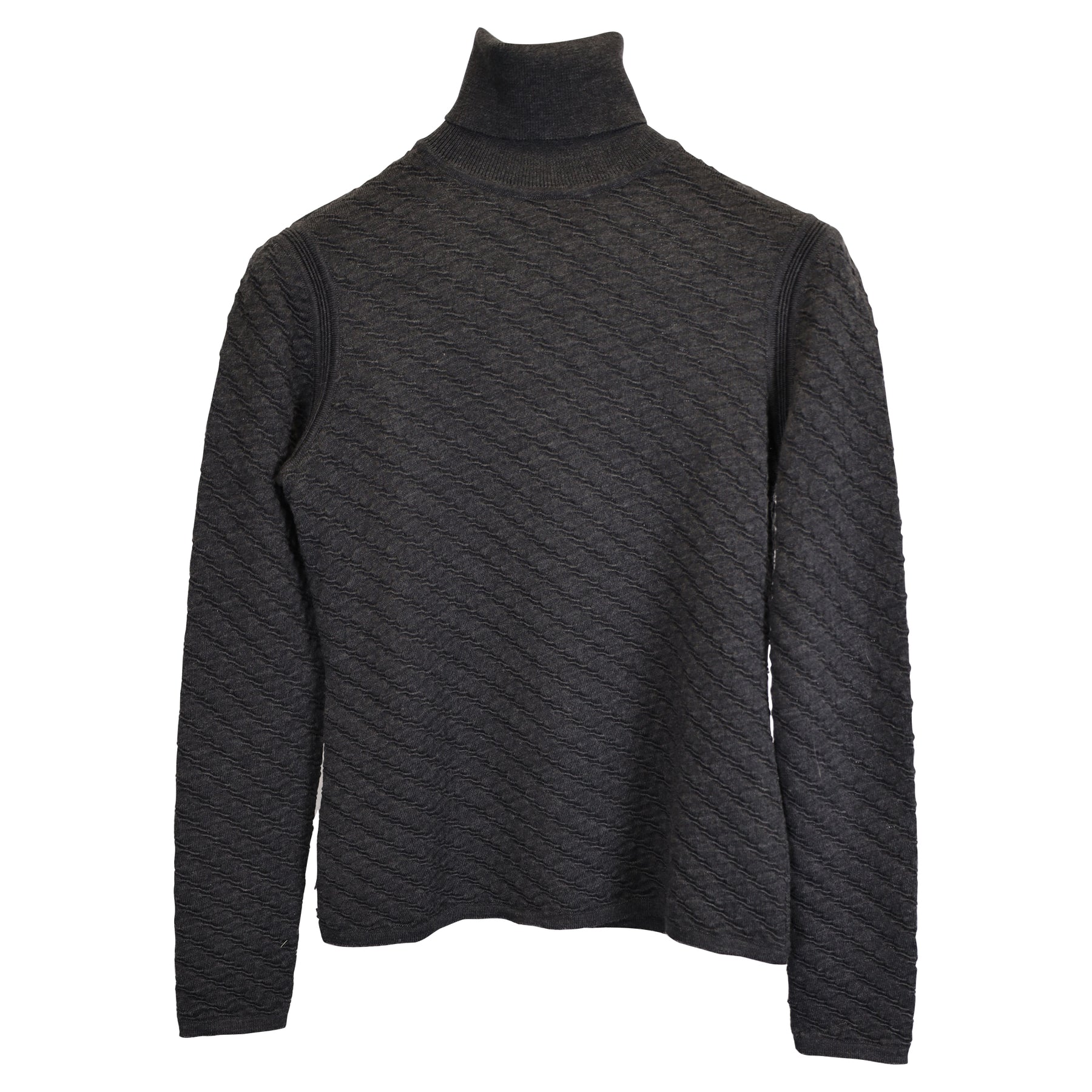 Missoni Strukturierter Rollkragenpullover aus grauer Wolle