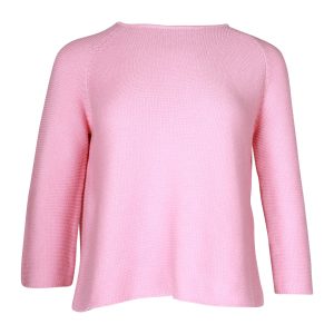 Wochenende von Max Mara Strickpullover mit Rundhalsausschnitt aus rosa Baumwolle