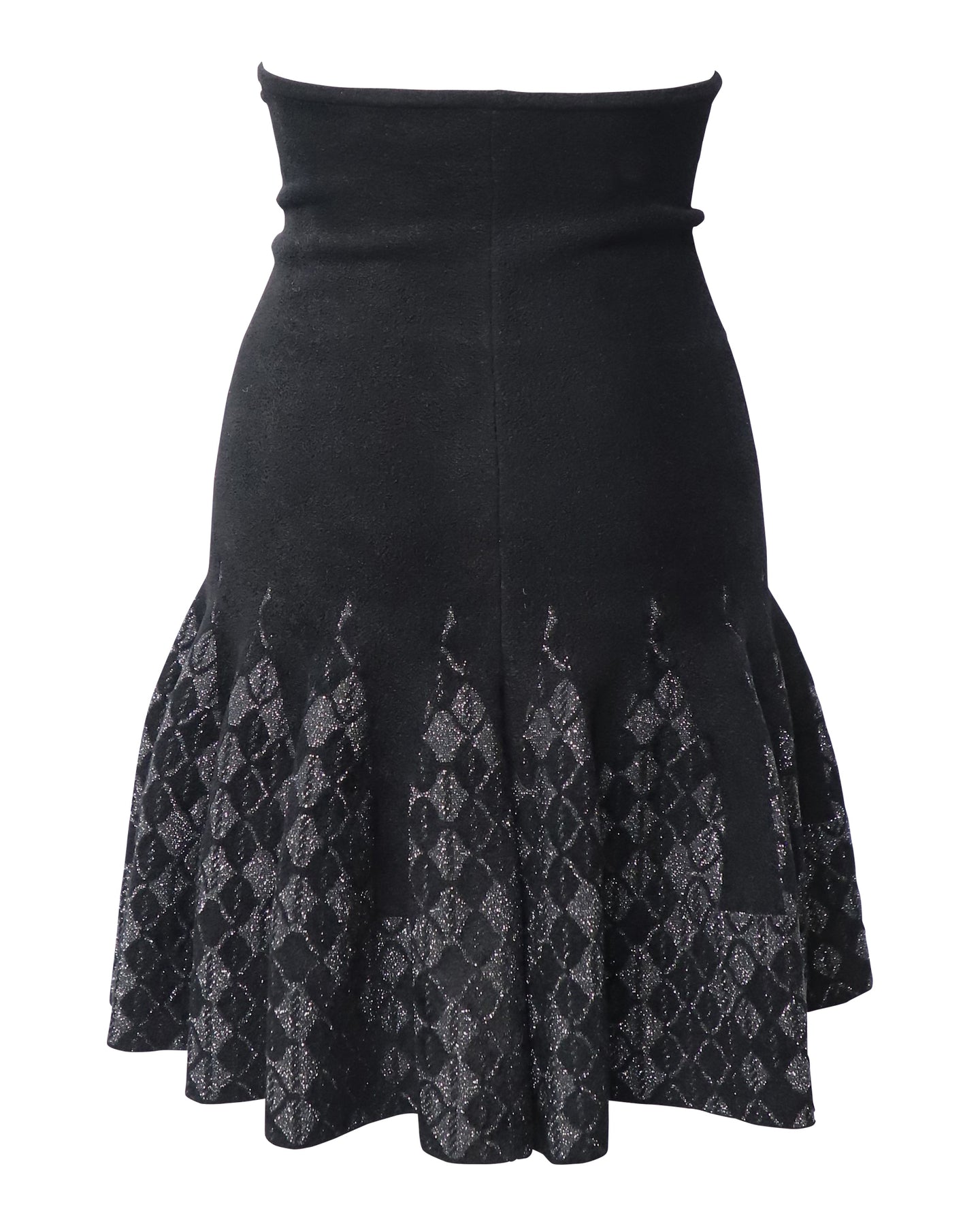 Roland Mouret geriffelter Godet Rock aus schwarzer Viskose