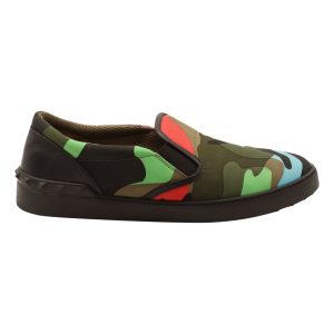 Valentino Garavani Rockstud Camouflage Slip auf Sneaker in Mehrfarbig Muster Leinwand
