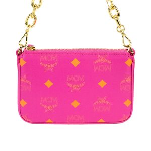 MCM Splash Logo rosa rosa Mini-Umhängetasche aus glattem Leder für Damen