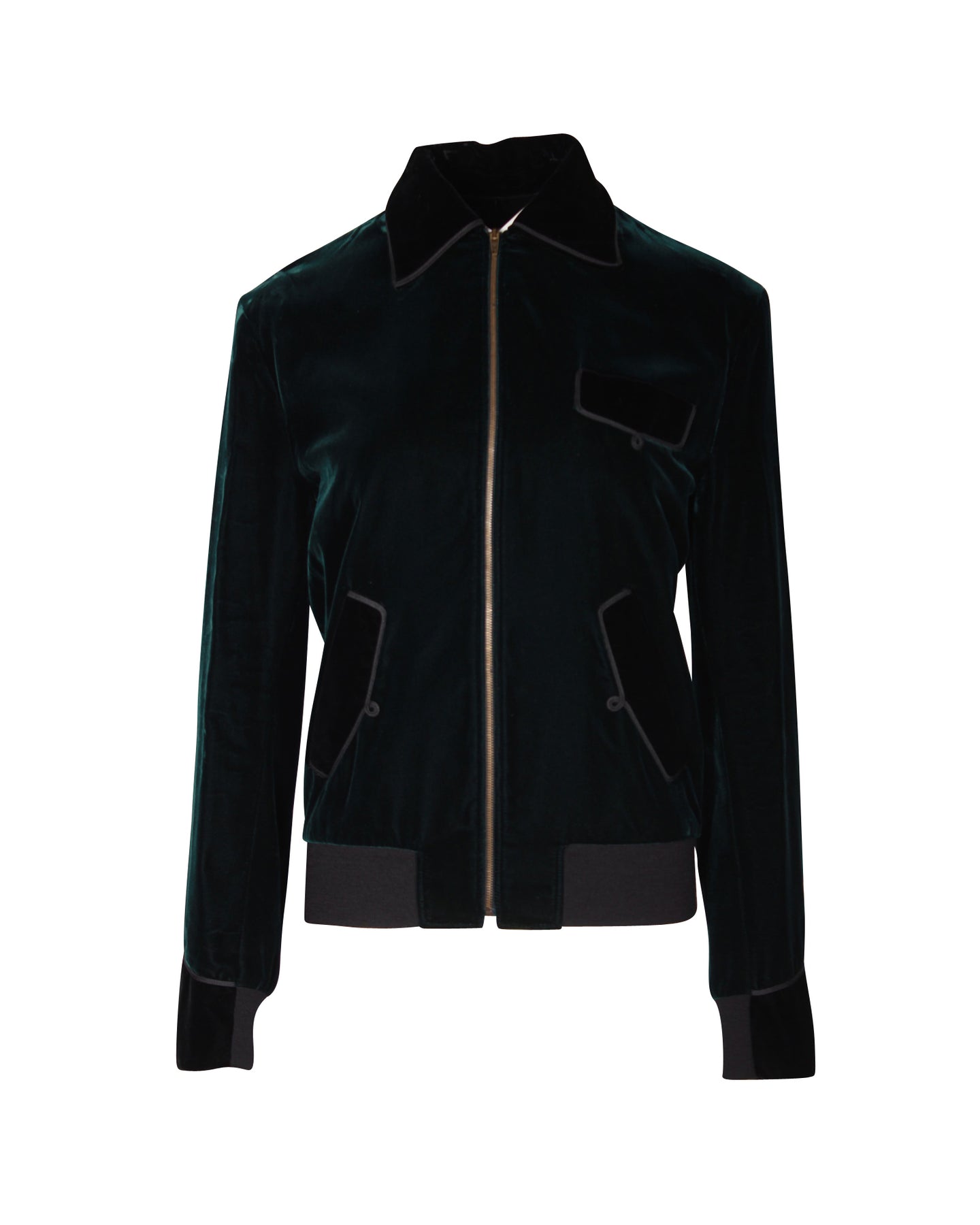 Saint Laurent Point Collar Velvet Bomberjacke aus grüner Viskose