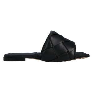 Bottega Veneta Lido Flat Sandale schwarz