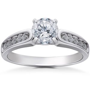 Diamond Engagement Ring 1 ct14K Weißgold Solitär Kanal Set
