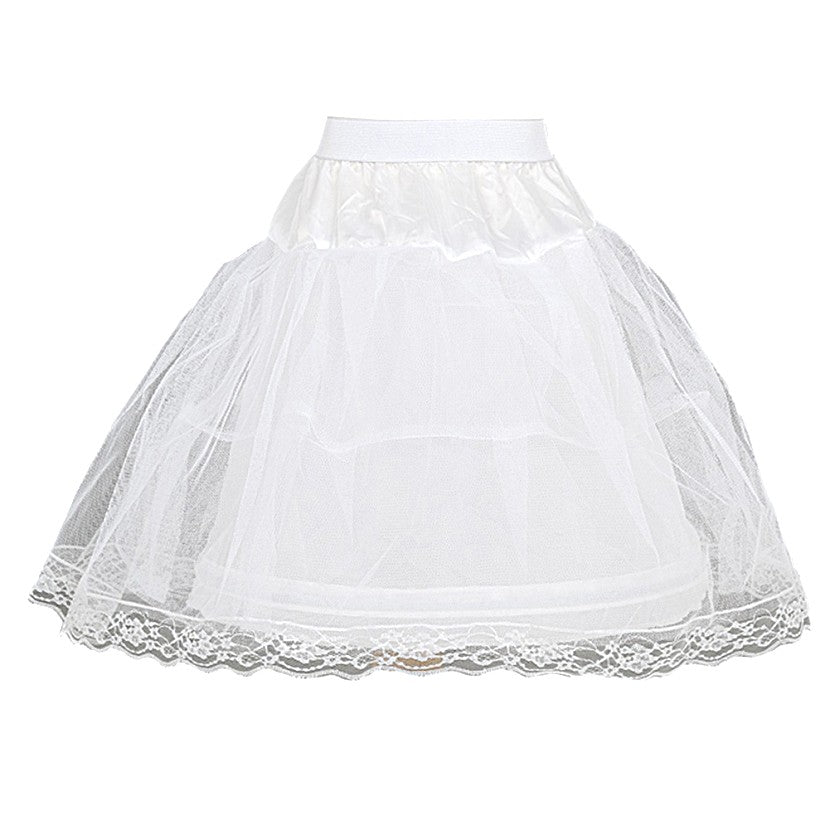 Mädchen weiß verdrahtet mehrlagig Spitze Mesh verstellbare Taille Petticoat 2T-12