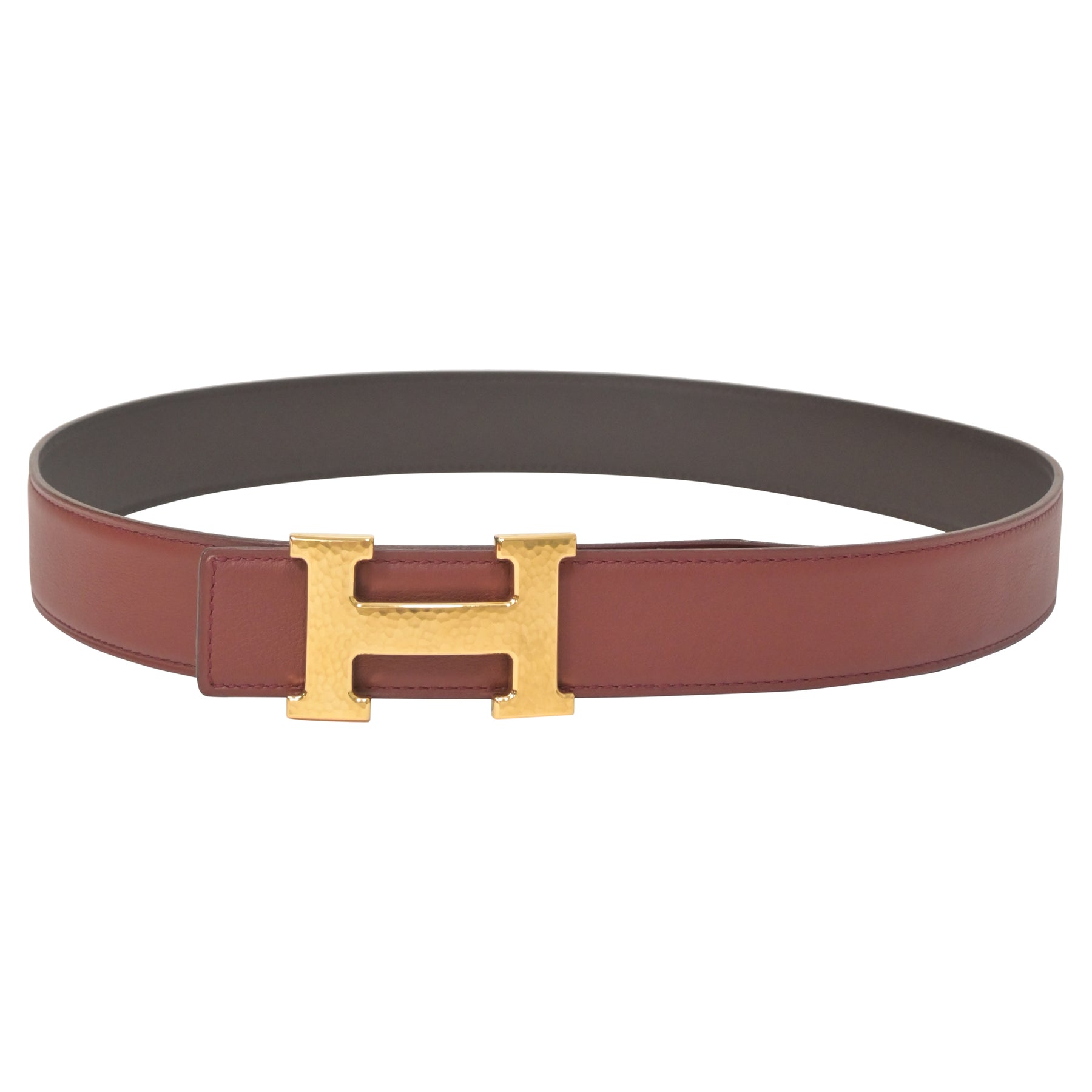 Hermès wendbar H Gürtel aus braunem Leder
