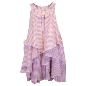 Caroline Constas gestreifter Nackenbund aus rosa Baumwolle 7748732846140
