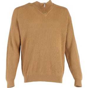 Zegna Pullover mit halbem Reißverschluss aus brauner Wolle