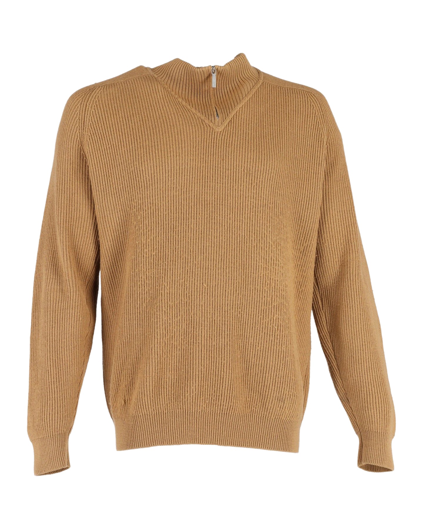 Zegna Pullover mit halbem Reißverschluss aus brauner Wolle