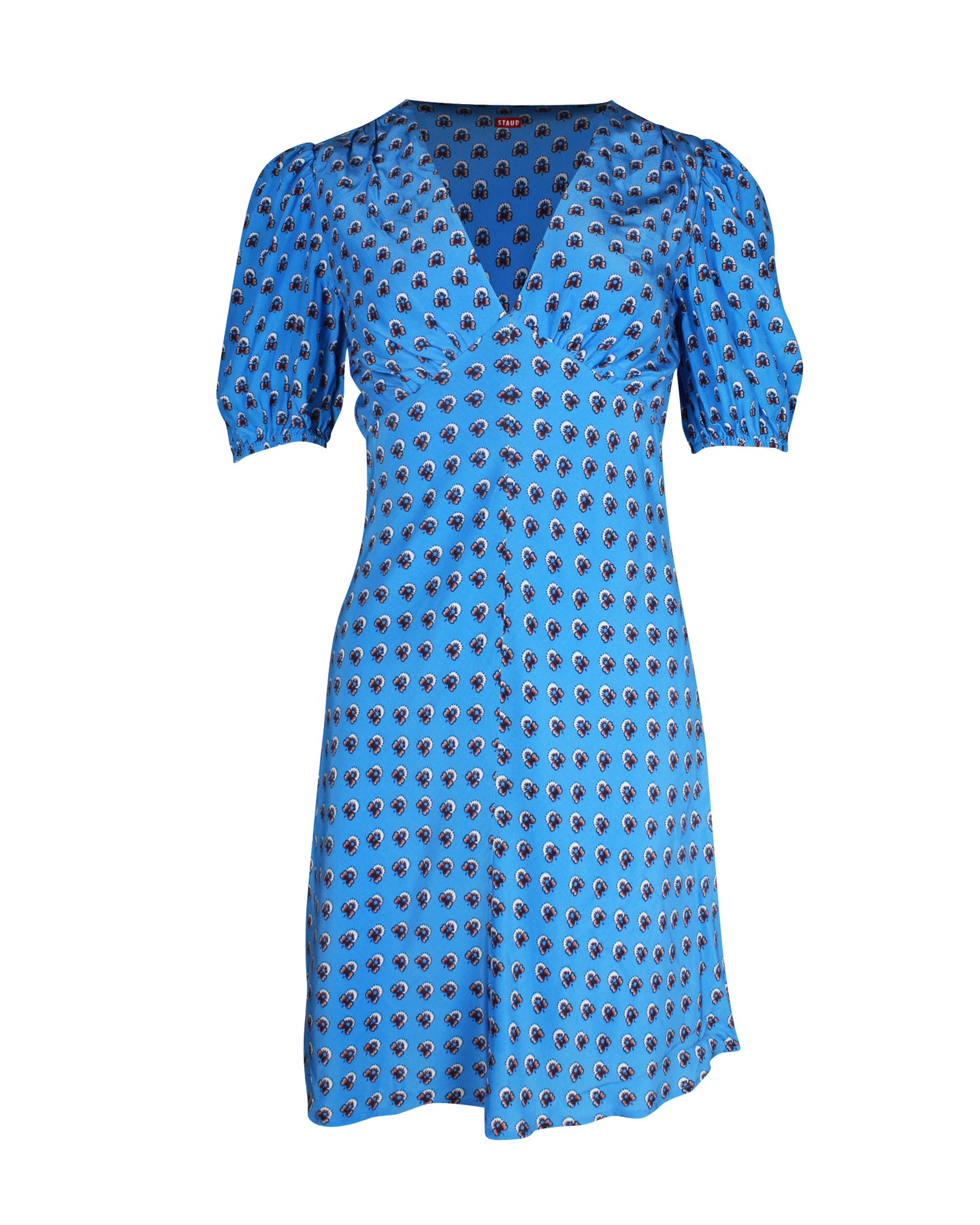 Staud Milla Minikleid mit Blumenmuster in Blau Viskose