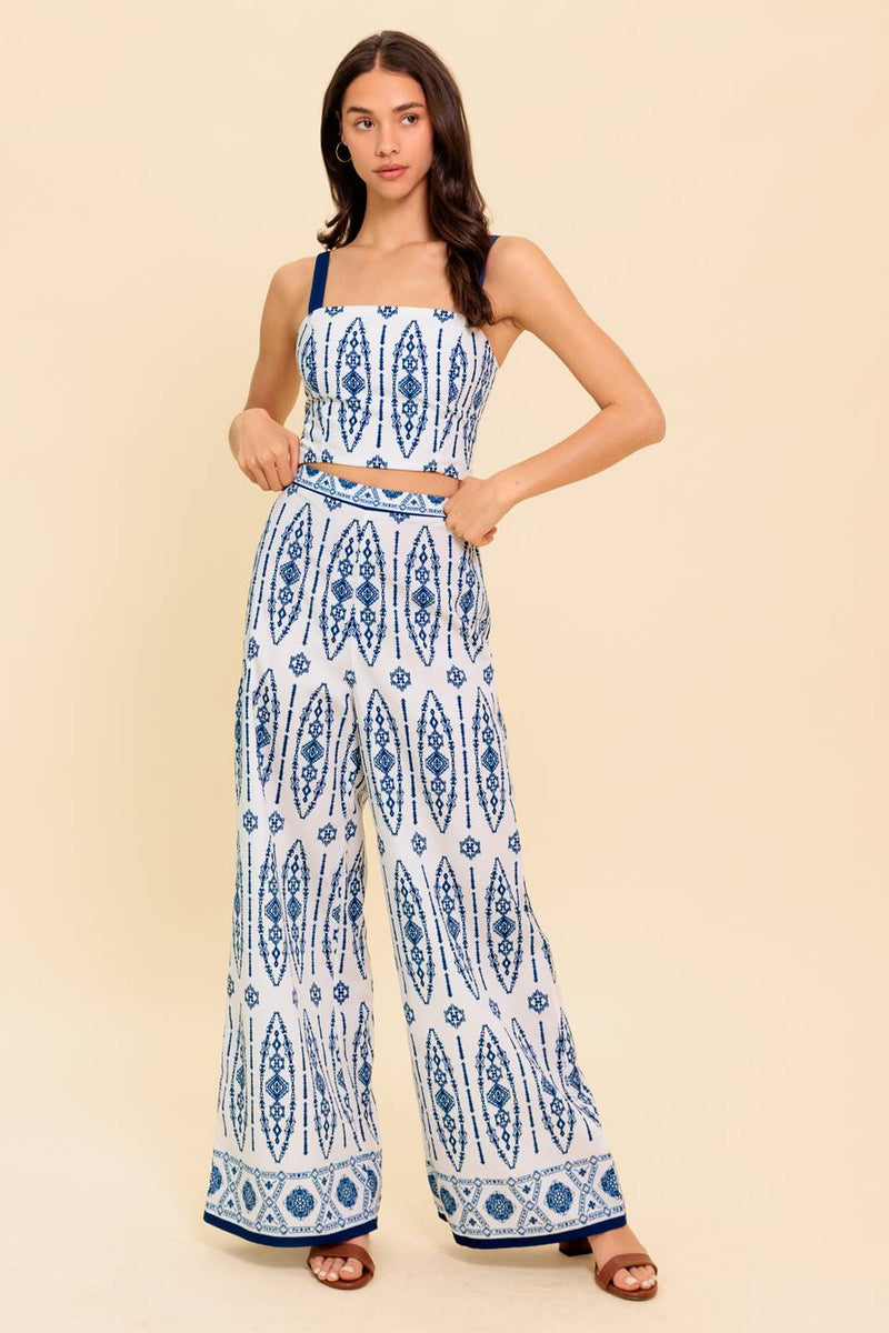 MODERNE GENEHMIGUNG Dunkelblau gewebt TOP UND Hose Set