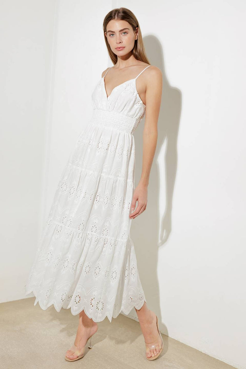 LUMINOUS BLISS gewebt EYELET MIDI Kleid