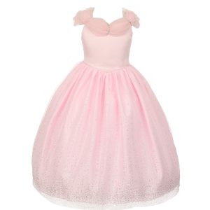 Prinzessinnenkleid mit rosa Strasssteinen, glitzerndem Tüll und Tiara für große Mädchen, Größe 8–12