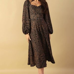 RUSTIC ALLURE Gewebtes Midikleid