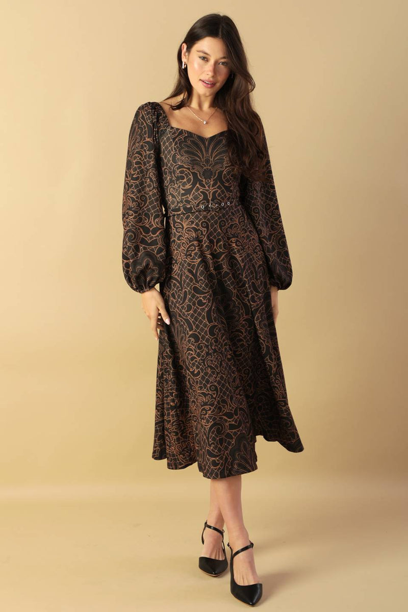 RUSTIC ALLURE gewebt MIDI Kleid
