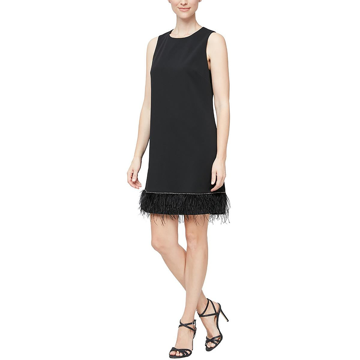 Verzierte Feder Besatz Shift Kleid