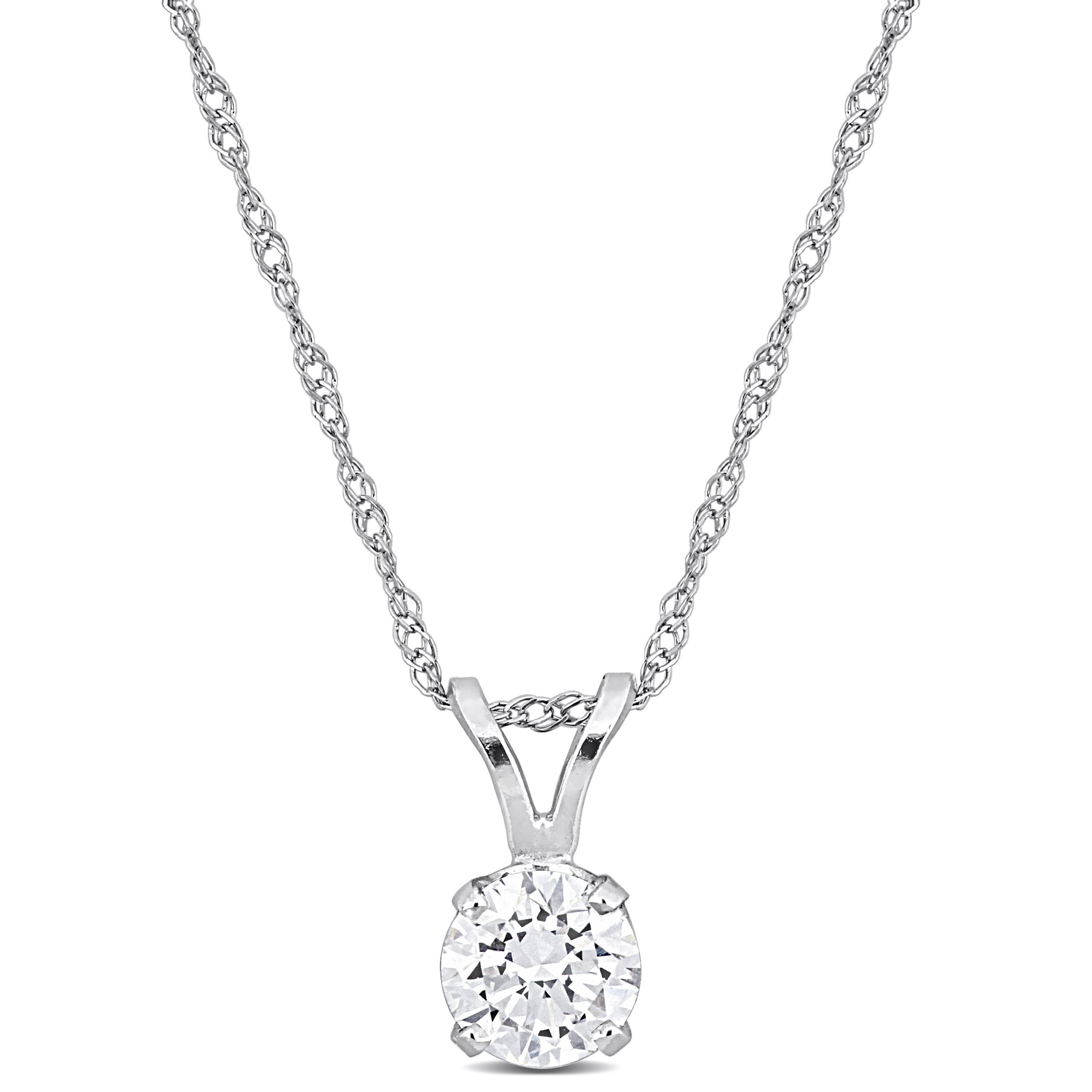 Mimi & Max 1/2ct TDW Lab-Grown Diamant Solitaire Anhänger mit Kette in 14k Weißgold