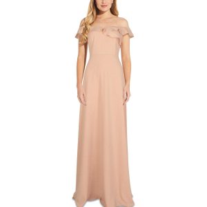 Rüschen Trimm Maxi Abendkleid