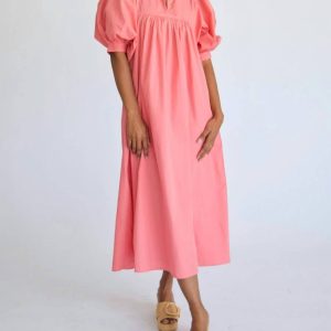 hohen Hals Midikleid in Mandarine