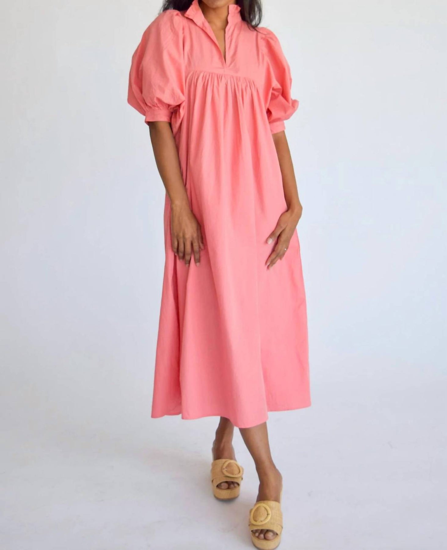 Midikleid mit hohem Halsausschnitt in Tangerine