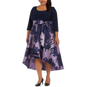 Satin Sequin High-low Schleifendetail Gürtel Cocktail Kleid