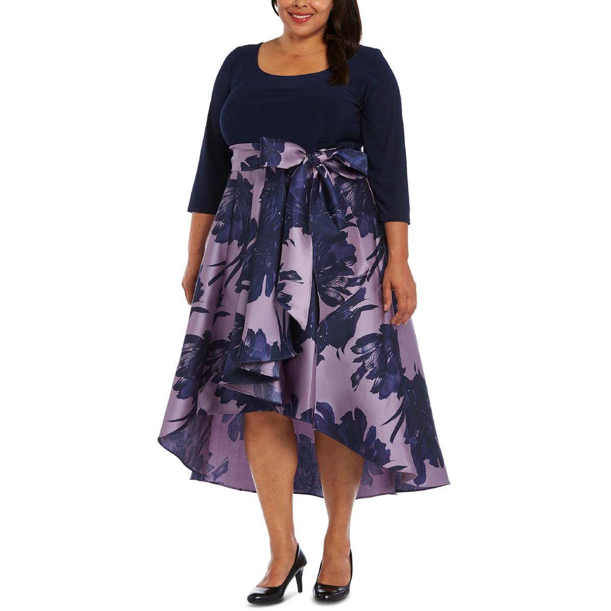 Satin Pailletten High-Low Bow Belted Cocktailkleid