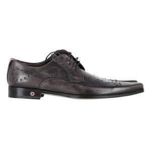 Dolce & Gabbana Perforierte Spitzen-Derby-Schuhe aus braunem Leder