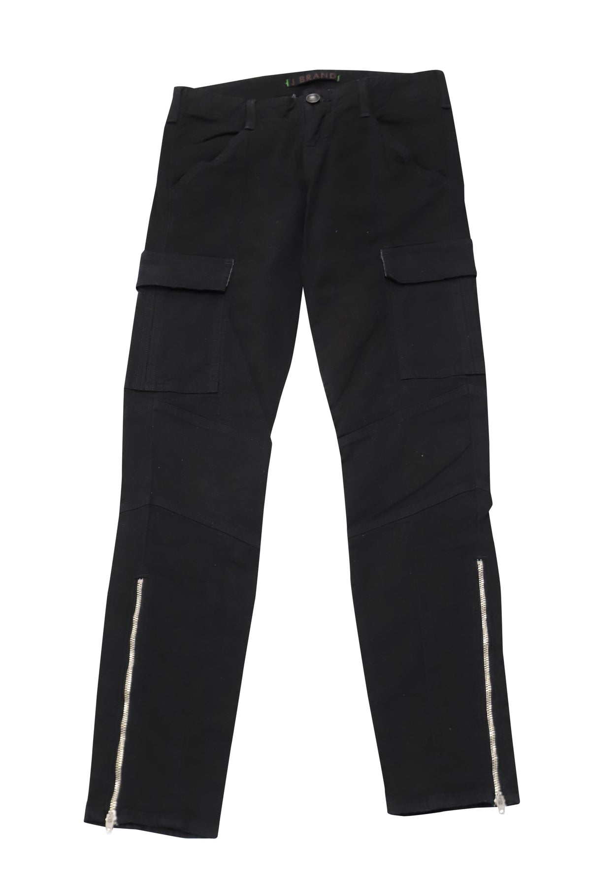 J Brand Houlihan Cargo Hose mit Knöchel-Reißverschluss aus schwarzer Baumwolle