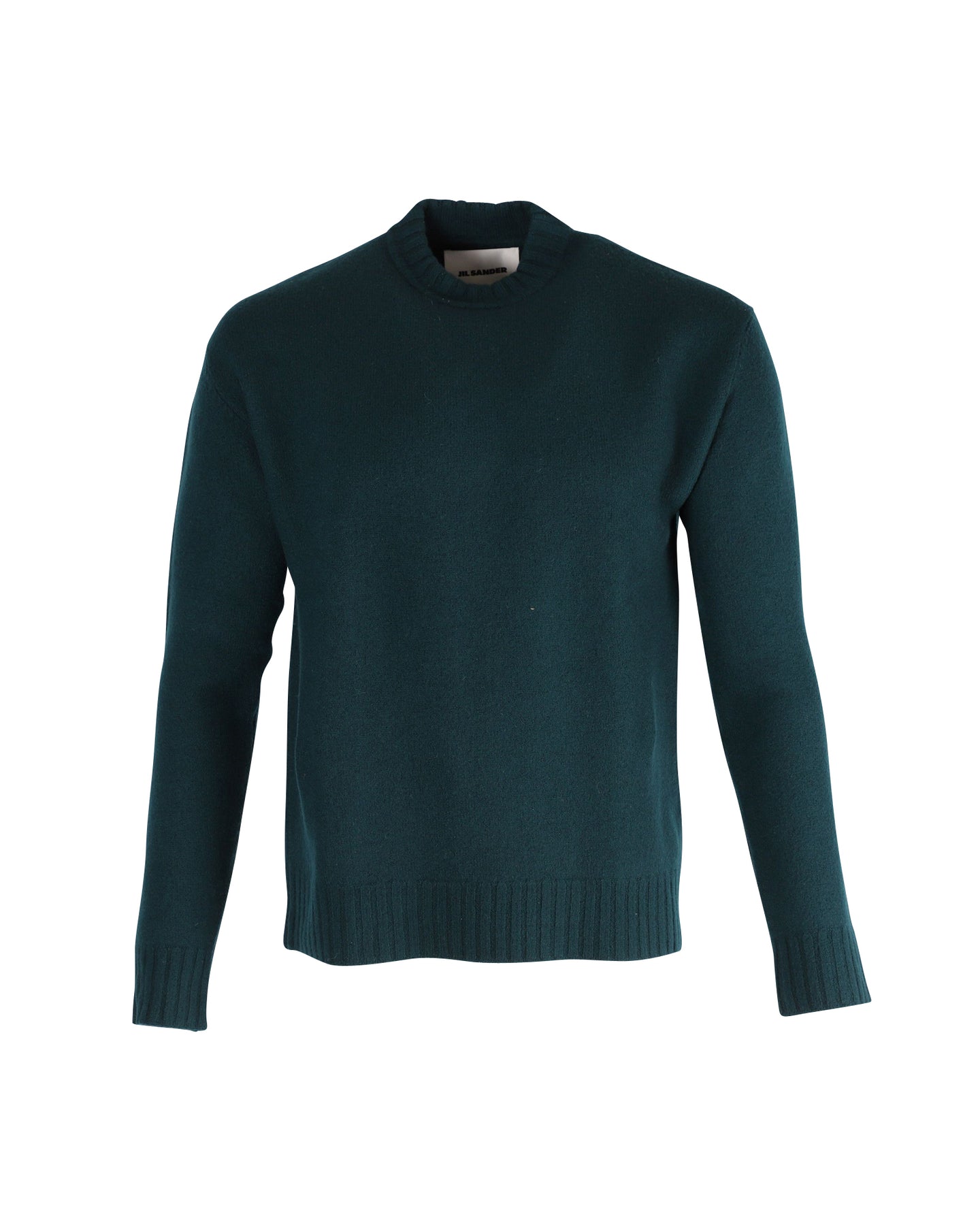 Jil Sander Langärmliger Pullover mit Rundhalsausschnitt aus grüner Wolle