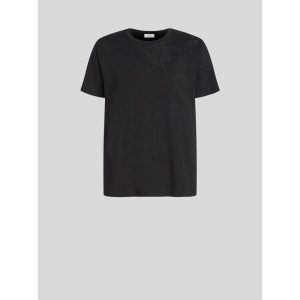 Blumenstickerei T-Shirt