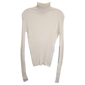 Victoria Beckham Rollkragenpullover aus weißer Wolle mit Rippenmuster