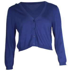 Max Mara Weekend Cropped Strickjacke in blauer Viskose 7748738449468