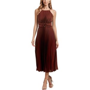 Pleated Satin Midikleid